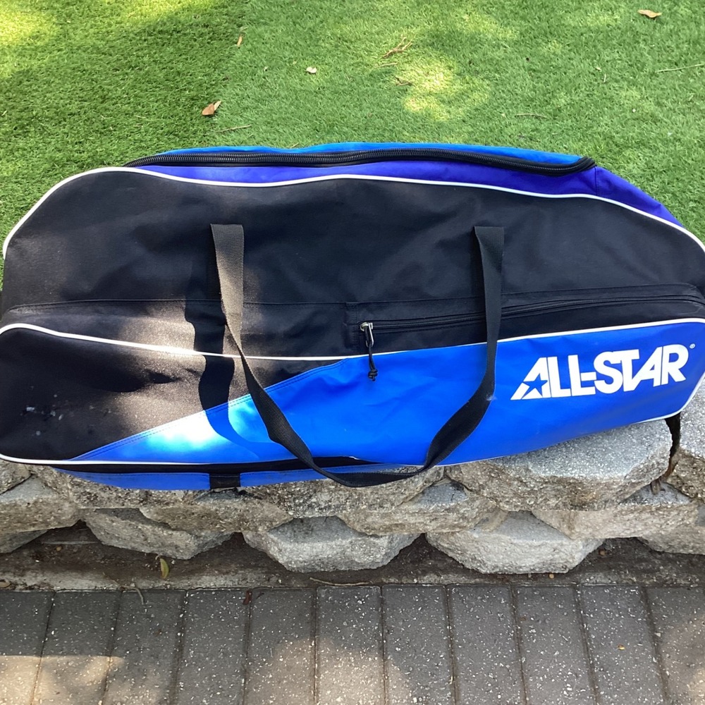 All-Star Baseball Softball Equipment Duffel Bag Blue Black Large Travel Sport
